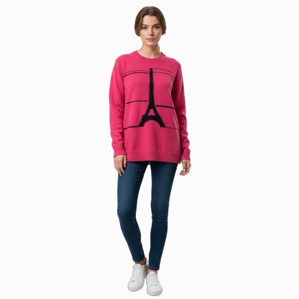 Karl Lagerfeld Pink Paris Eiffel Tower Graphic Sweater